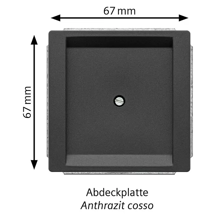 Siemens Delta Style Blindabdeckung SIE044479 - Anthrazit Cosso, Glänzend, Kunststoff, Unterputzmontage - Quadratische, strukturierte Abdeckplatte in Anthrazit mit zentraler Schraube, 67x67mm.