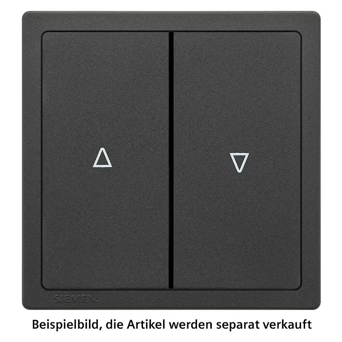 Siemens Delta Style Jalousieschalter SIE044462 - Anthrazit Cosso, Glänzend, Unterputzmontage, 10 A - Dunkelgraue Siemens Doppelwippe mit Auf- und Ab-Dreiecken.