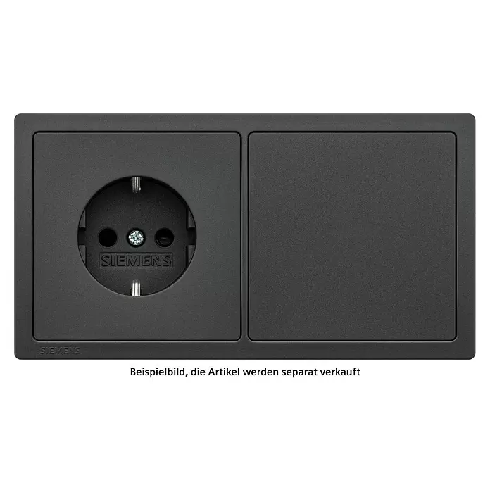 Siemens Delta Style Abdeckrahmen SIE044509 - Anthrazit Cosso, 2-fach, Kunststoff, Schrauben - Anthrazitfarbener Doppelrahmen mit Schuko-Steckdose und Blindabdeckung, Marke Siemens.
