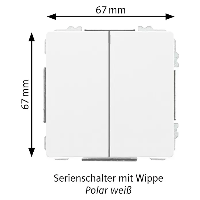 Siemens Delta Style Serienschalter SIE044202 - Polar Weiß, Glänzend, Unterputzmontage, 10 A - Polarweißer Serienschalter mit Wippe, 67x67 mm.