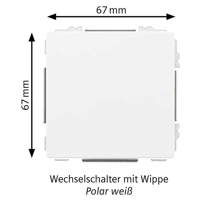 Siemens Delta Style Wechselschalter SIE044219 - Polar Weiß, Glänzend, Unterputzmontage, 10 A - Polarweißer Wechselschalter mit Wippe, 67x67 mm.