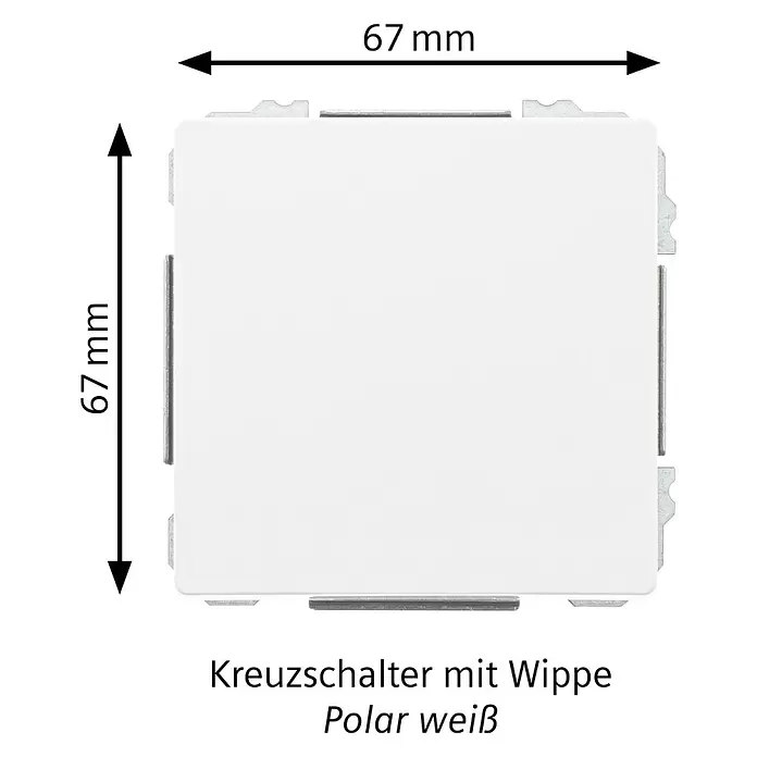 Siemens Delta Style Kreuzschalter SIE044257 - Polar Weiß, Glänzend, Unterputzmontage, 10 A - Quadratischer, polarweißer Kreuzschalter mit Wippe, 67x67 mm.