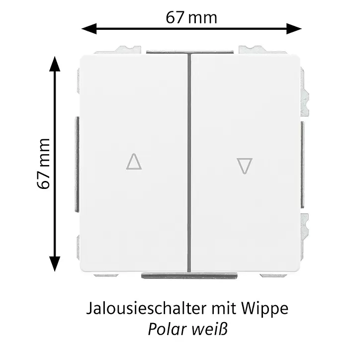 Siemens Delta Style Jalousieschalter SIE044301 - Polar Weiß, Glänzend, Unterputzmontage, 10 A - Polarweißer Jalousieschalter mit zwei Wippen und Pfeilsymbolen, 67x67mm.