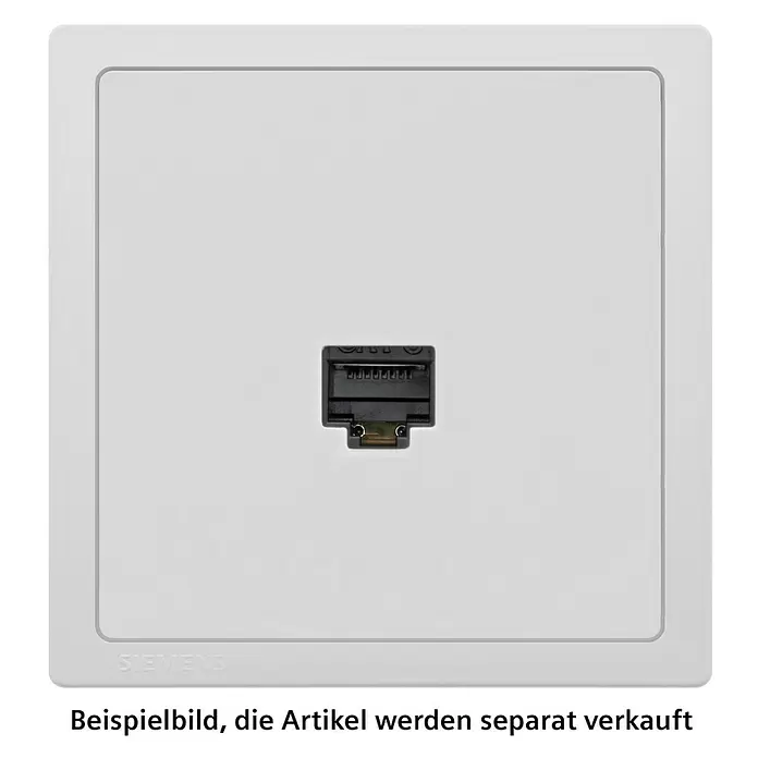 Siemens Delta Style Netzwerk-Anschlussdose RJ45 SIE044295 - Polar Weiß, Glänzend, 1 Stk. - Weiße Siemens Wandsteckdosenabdeckung mit schwarzem RJ45 Netzwerkanschluss.