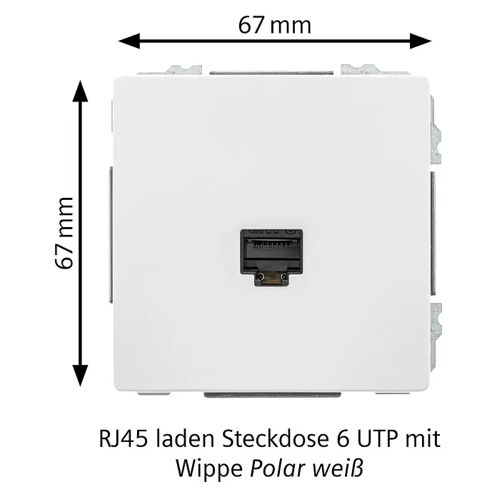Siemens Delta Style Netzwerk-Anschlussdose RJ45 SIE044295 - Polar Weiß, Glänzend, 1 Stk. - Polarweiße RJ45 Unterputz-Steckdose 6 UTP, 67x67mm, mit einem Ethernet-Anschluss.