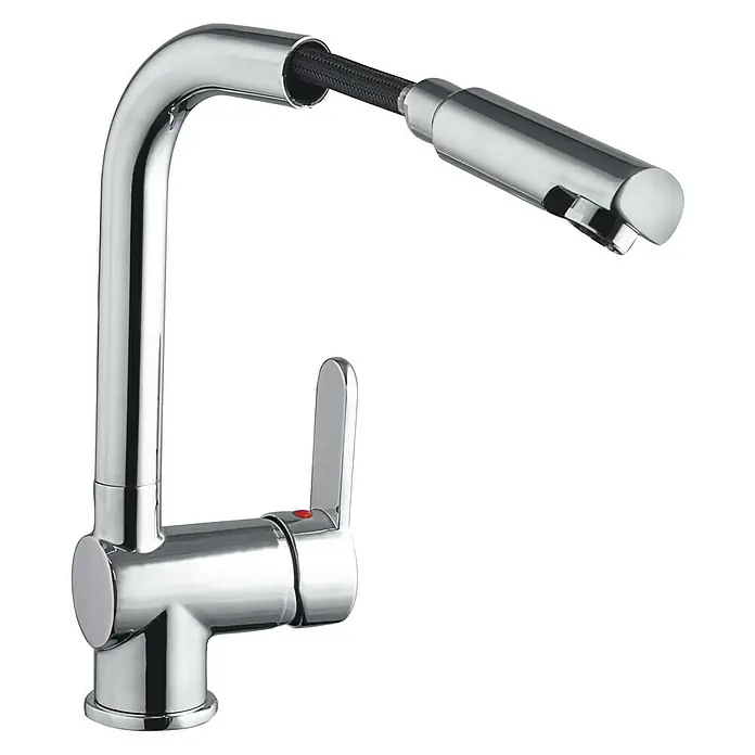 Pyramis Spültischarmatur Aladia - Chrom, Glänzend, Ausziehbar - Eine glänzende Küchenarmatur mit Ausziehbrause in Chromoptik, die Funktionalität und modernes Design vereint.