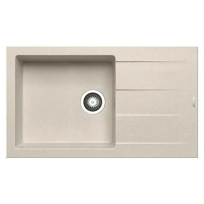 Pyramis Einbauspüle Athlos Plus - B x L: 86 x 50 cm, Beige - Das Bild zeigt eine moderne Spüle mit Abtropffläche in einem hellen Farbton, ideal für jede Küche.