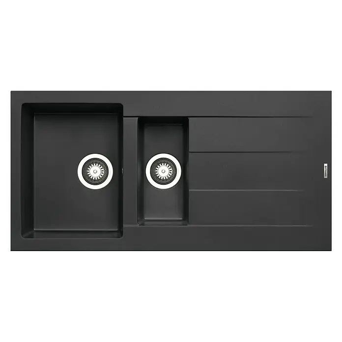 Pyramis Einbauspüle Athlos - 100 x 50 cm, Carbon, Anzahl Becken: 1,5 Stk. - Schwarze Küchenspüle mit zwei Becken und Abtropffläche. Die Spüle ist modern und elegant gestaltet, ideal für jede Küche.