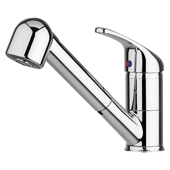 Pyramis Spültischarmatur Festivo - Chrom, Glänzend - Eine glänzende Chrom-Küchenarmatur mit ausziehbarer Brause, ideal für moderne Küchen. Sie bietet Flexibilität und Komfort beim Spülen und Reinigen.