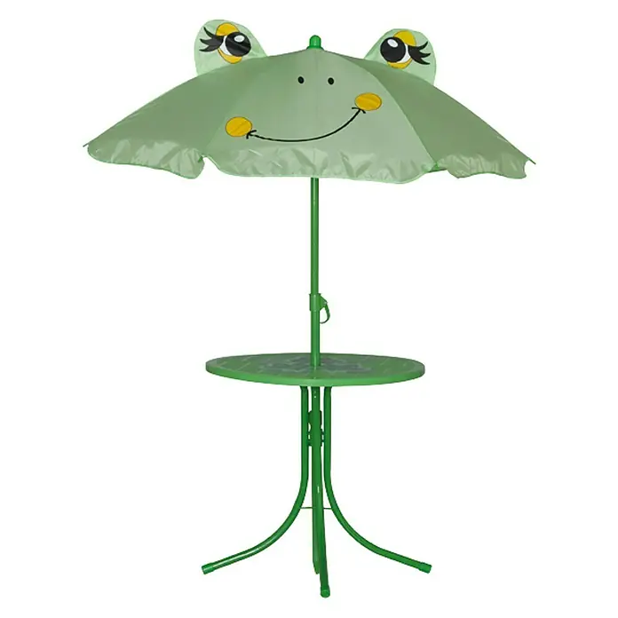 Siena Garden Froggy Kinder-Gartenmöbel-Set -  - Gartentischset für Kinder mit Froschmotiv-Sonnenschirm, ideal für den Garten oder die Terrasse.