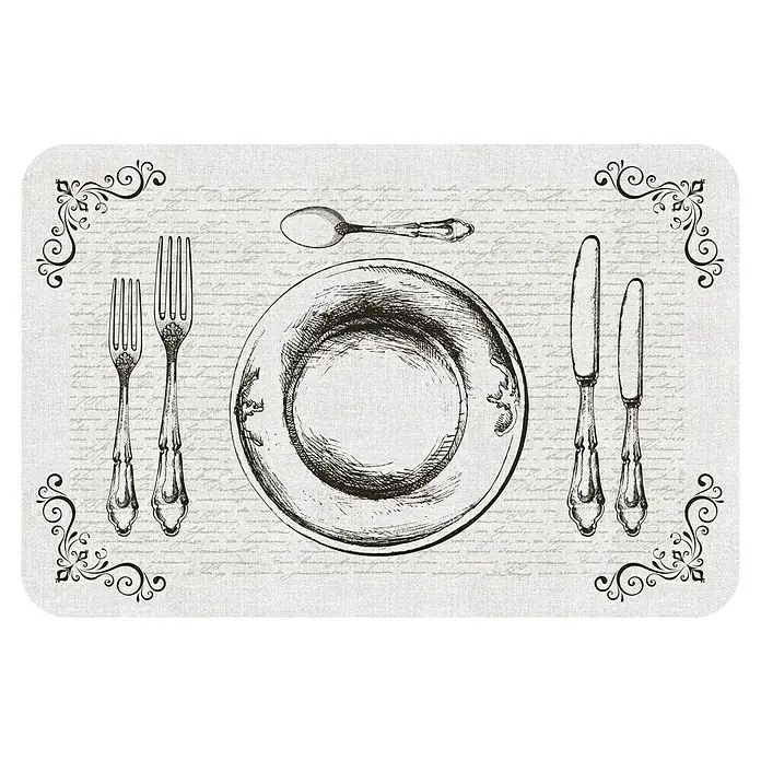 D-c-fix Rio Tisch-Set - Couvert, Beige, 44 x 29 cm - Dieser Tischset mit einem schönen Gedeck-Motiv ist ideal für elegante Abendessen oder den täglichen Gebrauch.