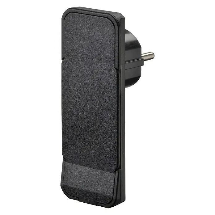 Schuko-Stecker FlatPlug Flachstecker - Schwarz, 250 V - Schwarzer Eurostecker mit flachem Design für enge Räume, ideal für Reisen und den täglichen Gebrauch. Kompakte Bauweise für einfache Handhabung.