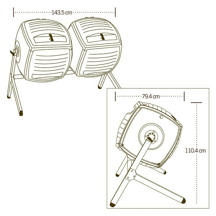 Lifetime Komposter Zwilling380 l, 80 x 148 x 111 cm Detail Shot
