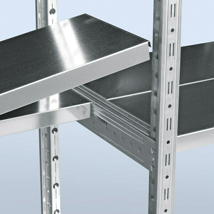 Scholz Metall-Lagerregal Anbauelement (Länge: 500 mm, Breite: 810 mm, Höhe: 2.280 mm, Traglast: 230 kg/Boden, Anzahl Böden: 6 Stk.)