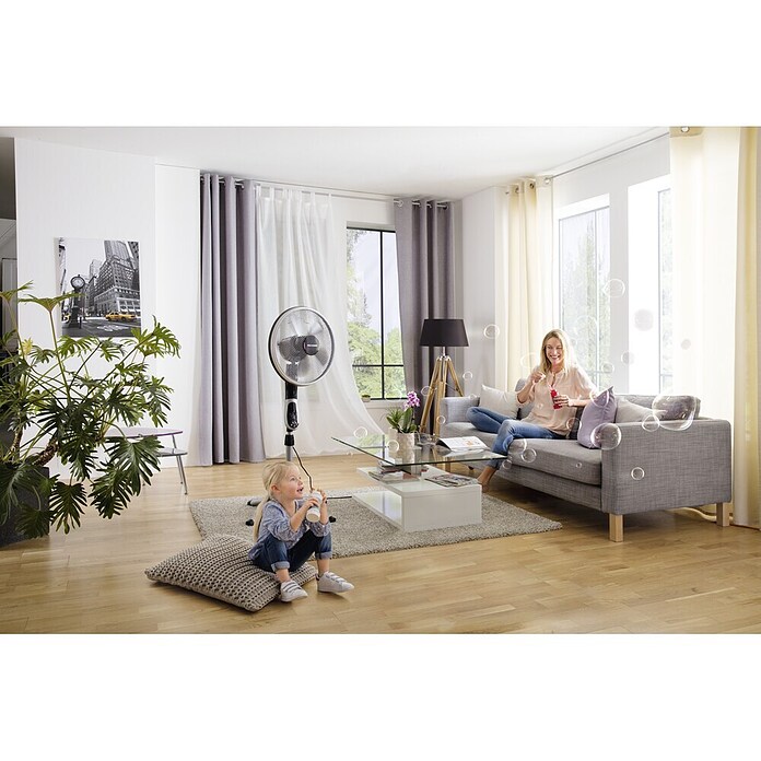 Proklima Standventilator (Silber/Schwarz, Höhe: 148 cm, 55 W)