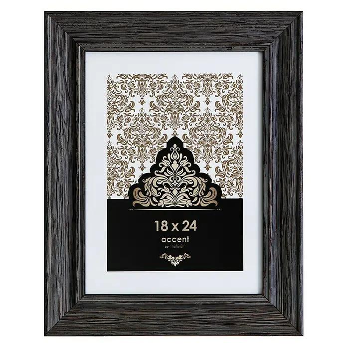 Accent Holzrahmen Vintage - 18 x 24 cm, Schwarz - Dunkelbrauner Nielsen-Bilderrahmen, 18x24 cm, mit dekorativem Einsatz für ein elegantes Wohnambiente.