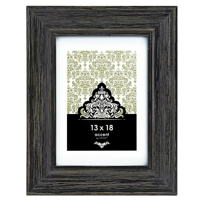 Accent Holzrahmen Vintage - 13 x 18 cm, Schwarz - Bilderrahmen im Format 13 x 18 mit einem stilvollen, dunklen Holzdesign. Perfekt, um Fotos und Kunstwerke elegant in Szene zu setzen.