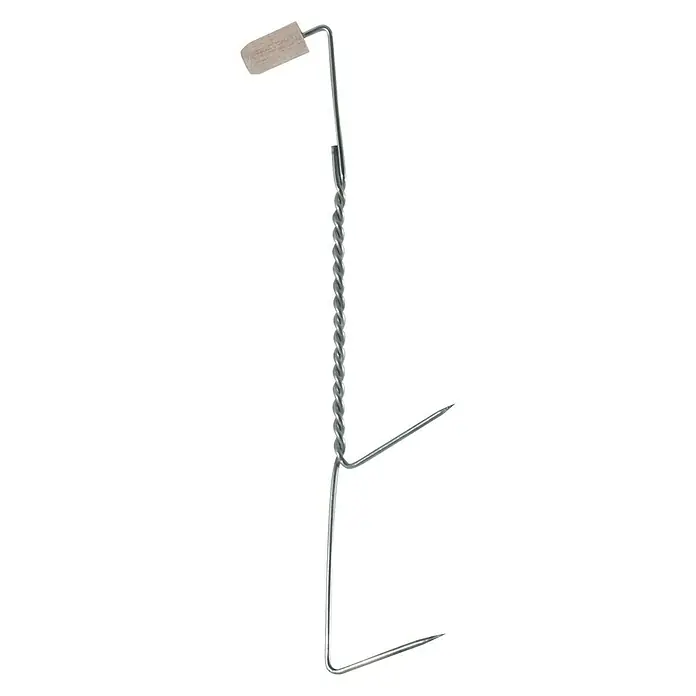 Westline Räucherhaken - Länge: 18,5 cm, 5 Stk. - Nahaufnahme eines silbernen Vogelspikes mit einem Stück Kork auf der Spitze, das auf einem weißen Hintergrund isoliert ist.