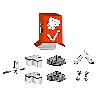 Scholz System Montage-Set (2 Kappen, 2 Füße, 1 Steckschlüssel, 2 Schrauben, 2 Muttern, Dübel, 1 Wandbefestigung)