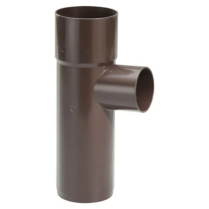 FunkeGruppe Fallrohrabzweig - Nennweite Zubehör Dachrinnen: 70/50 mm, Winkel: 87 °, Kunststoff, Braun - Braunes Kunststoff-T-Stück für Sanitäranwendungen. Perfekt für Abwasserleitungen und Rohrverbindungen im Hausbau. Einfache Installation.