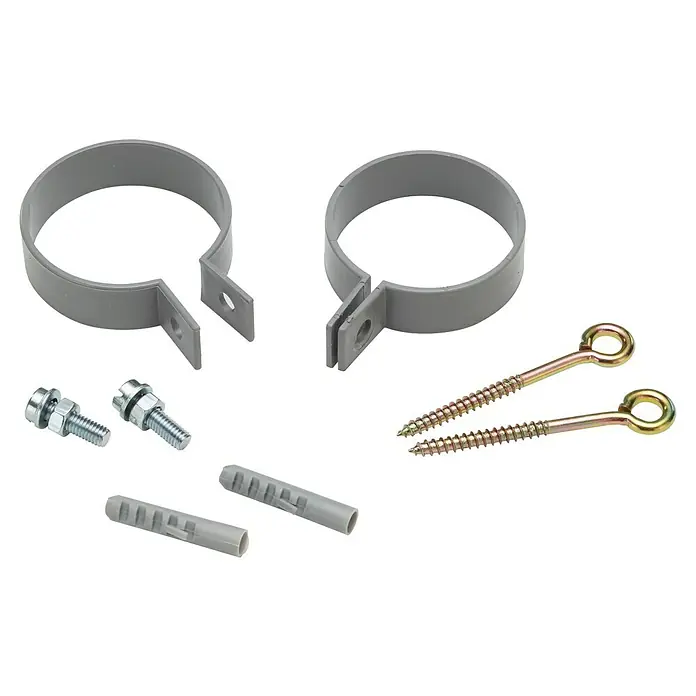 FunkeGruppe Fallrohrschelle - Nennweite: 100 mm, Metall, Grau, Mit Schraube - Rohrschellen-Set mit Schrauben, Dübeln und Ringschrauben zur sicheren Befestigung von Rohren. Ideal für Sanitär- und Heizungsinstallationen.