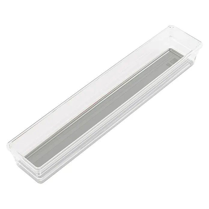 Sistemo Schubladeneinsatz - 37,5 x 7,5 x 5 cm, Transparent, Kunststoff - Klarsicht-Schubladen-Organizer zur Aufbewahrung von Büromaterial, Kosmetik oder Küchenutensilien. Praktisches Design für mehr Ordnung und Übersichtlichkeit.
