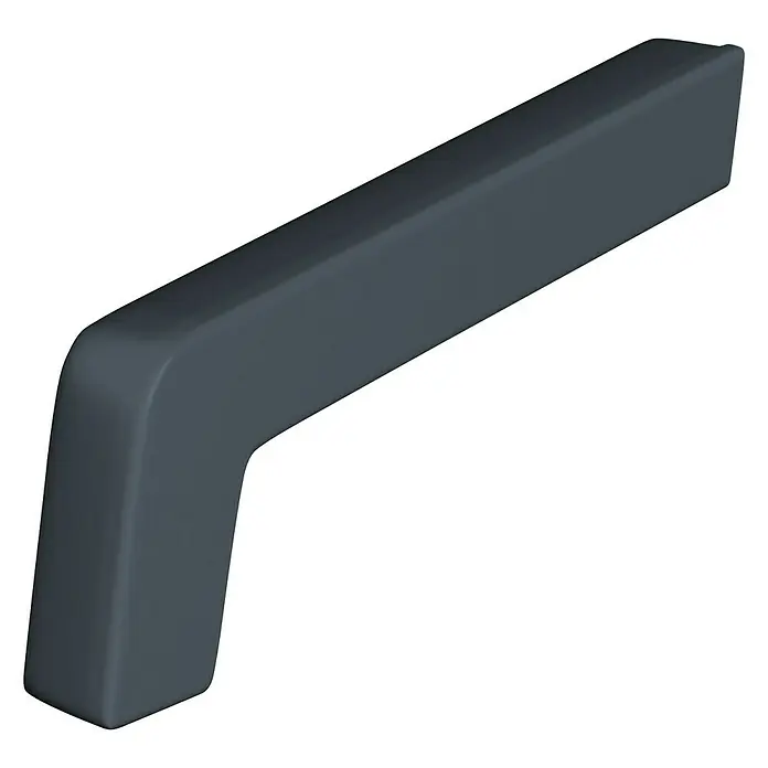 Sarei Seitenteil - PVC, Anthrazit, 110 x 30 x 40 mm, 2 Stk. - Nahaufnahme eines modernen, grauen Möbelgriffs mit klaren Linien und abgerundeten Ecken. Ideal für stilvolle Möbeldesigns.