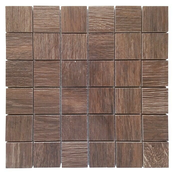 Baldosa de mosaico Wood (29 x 29 cm, Gres porcelánico, Marrón)