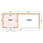 Telluria Caseta metálica Classico 3330 con salón XL a la derecha y 2 ventanas (Medidas ext. (An x Pr): 812 x 318 cm, Acero, Antracita, Sin set) | BAUHAUS