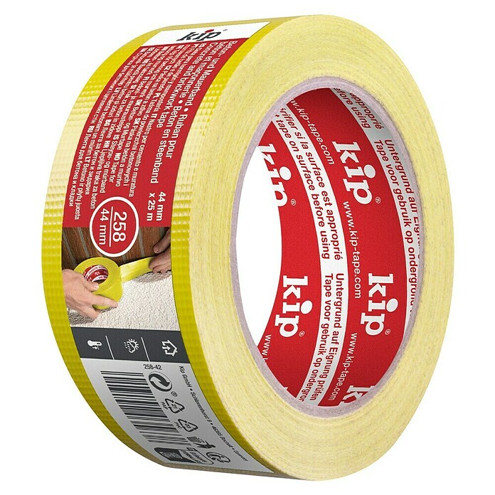Kip Cinta para tapar (25 m x 44 mm, 0,2, Tejido (de 32 malla), Termorresistente: -50 °C a +65 °C, Autoadhesivo)