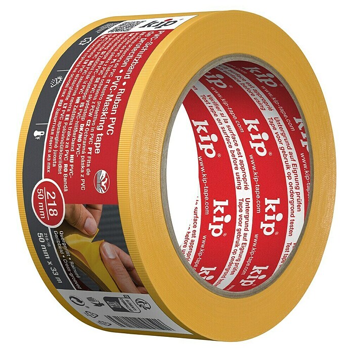 Kip Pvc-masking tape 218 (Zelfklevend, 33 m x 50 mm, Dikte: 0,16 mm, Temperatuurbestendigheid: Tot 60 °C)