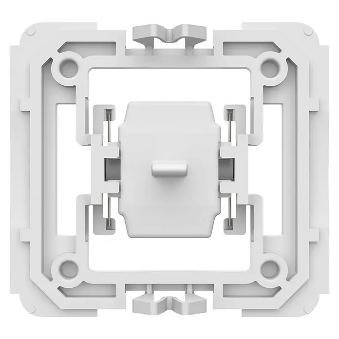 Homematic IP Adapter Gira HmIP-ADA-GN - 1 Stk., Passend für: Gira - Nahaufnahme eines weißen mechanischen Tastaturschalters, der die innere Mechanik und das Design des Schalters zeigt.