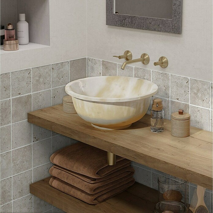 Malla mosaico Travertino cuadros (30 x 30 cm, Beige, Mate, 8 pzs.) | BAUHAUS
