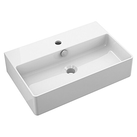 Camargue Paris Waschtisch 2.0 (B x L: 56 x 36 cm, Ohne Spezialglasur, Hahnloch: Mitte, Mit Überlauf, Weiß)