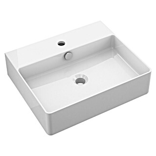 Camargue Paris Waschtisch 2.0 (B x L: 50,5 x 42,5 cm, Ohne Spezialglasur, Hahnloch: Mitte, Mit Überlauf, Weiß)