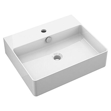 Camargue Paris Waschtisch 2.0 (B x L: 50,5 x 42,5 cm, Ohne Spezialglasur, Hahnloch: Mitte, Mit Überlauf, Weiß)