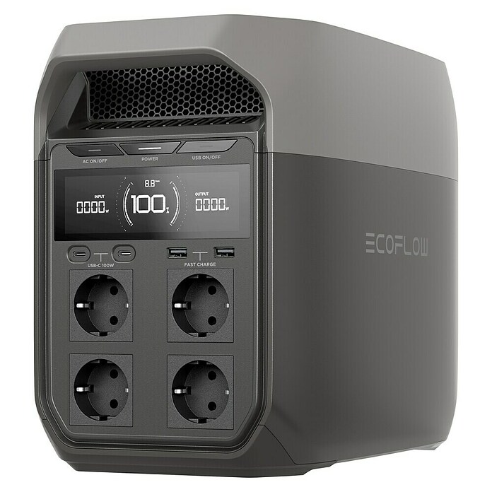 EcoFlow Powerstation Delta 3 (1 024 Wh, Silber/Schwarz) | BAUHAUS