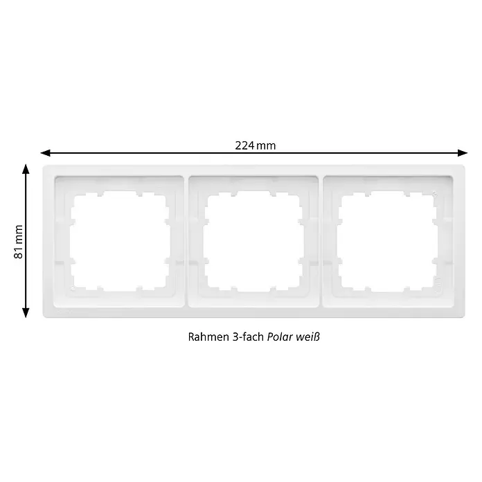 Siemens Delta Style Abdeckrahmen SIE044356 - Polar Weiß, 3-fach, Kunststoff, Schrauben - Polarweißer 3-fach Rahmen für elektrische Schalter oder Steckdosen, 224x81 mm.