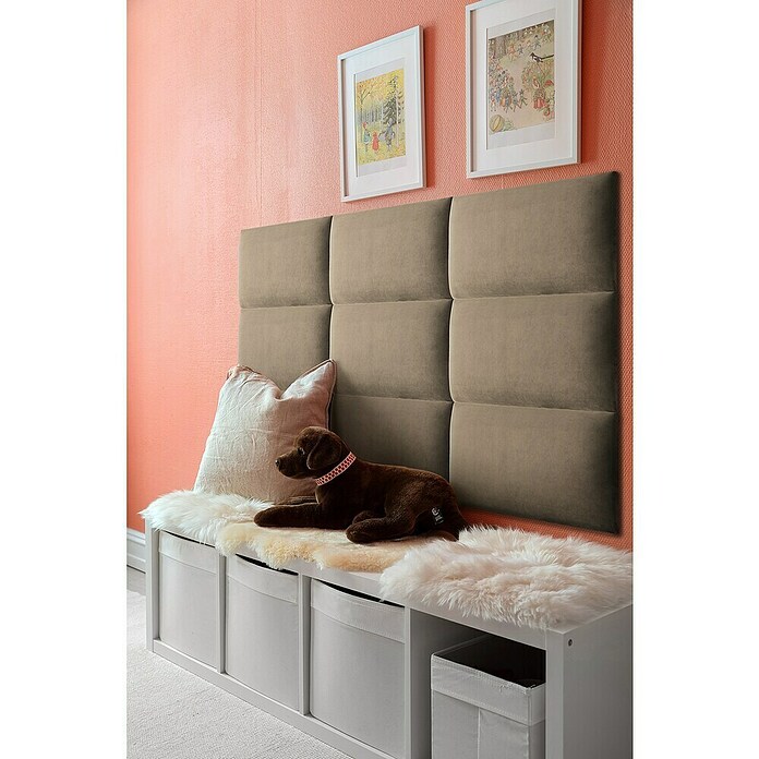 Fllow Deko-Wandpolster Velvet (Taupe, L x B: 60 x 30 cm) | BAUHAUS
