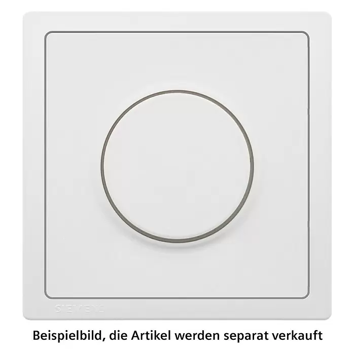 Siemens Delta Style Dimmer SIE044325 - Polar Weiß, Schrauben - Siemens weißer Schalterrahmen mit grauem Rand und mittigem Kreis.