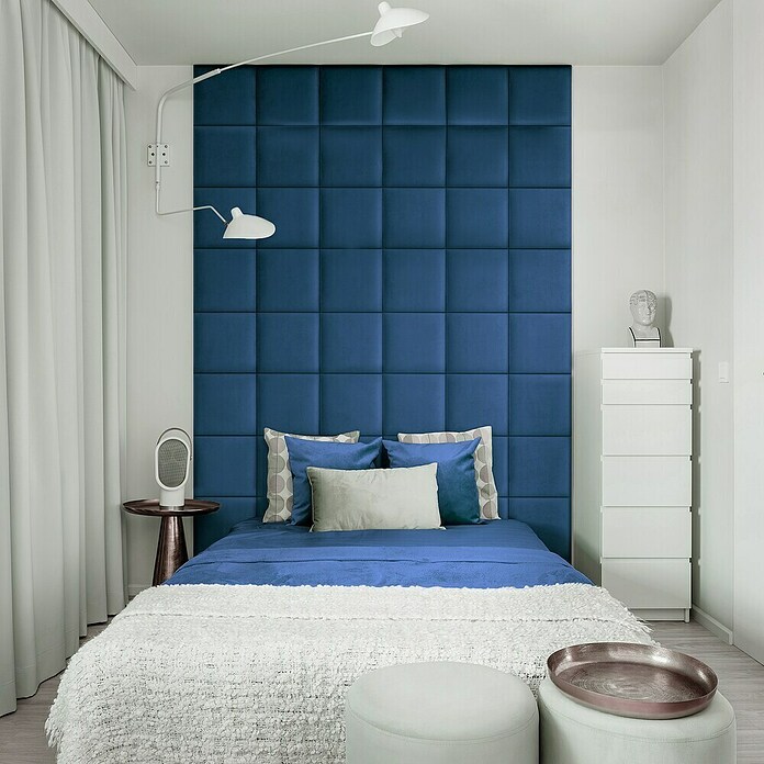 Fllow Wandpolster Velvet (Blau, L x B: 30 x 30 cm) | BAUHAUS