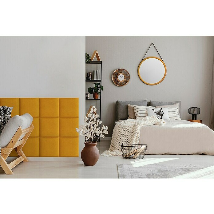 Fllow Wandpolster Velvet (Ocker, L x B: 30 x 30 cm) | BAUHAUS