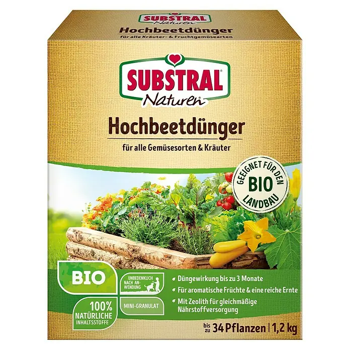 Substral Naturen Hochbeetdünger - 1,2 kg - Hochbeetdünger von Substral Naturen für Gemüse und Kräuter. Geeignet für den Bio-Landbau mit natürlichen Inhaltsstoffen.
