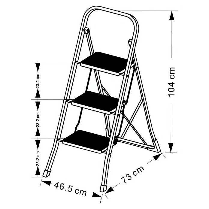 Klapptritt (3 Stufen, Arbeitshöhe: 2,7 m, Weiß)