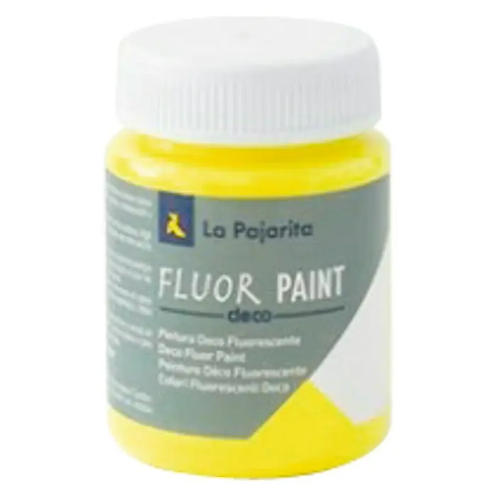 La Pajarita Pintura Fluor Paint - Yellow, 75 ml - Bote de pintura flúor amarilla Deco de La Pajarita, ideal para proyectos de manualidades y decoración vibrantes. Proporciona efectos fluorescentes llamativos.