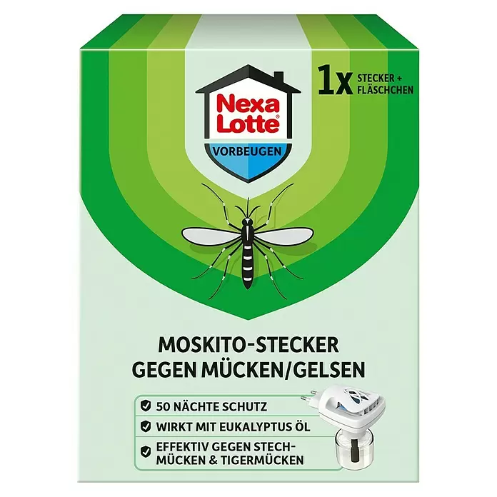 Nexa Lotte Vorbeugen Stechmückenschutz Moskito-Steker - 1 Stk. - Nexa Lotte Moskito-Stecker mit Fläschchen, weiß-transparent, für 50 Nächte Schutz.