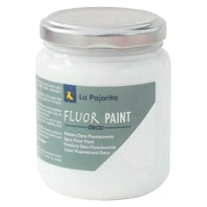 La Pajarita Pintura Fluor Paint - White, 175 ml - Bote de pintura flúor La Pajarita Deco. El color brillante para proyectos creativos y decoraciones llamativas, ideal para hobbies y manualidades.