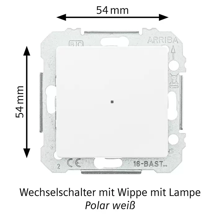 Siemens DELTA Mega Wechselschalter mit Glimmlampe SIE044042 - Polar Weiß, Glänzend, Unterputzmontage, 10 A - Polarweißer Wechselschalter-Einsatz mit Wippe und Lampe.