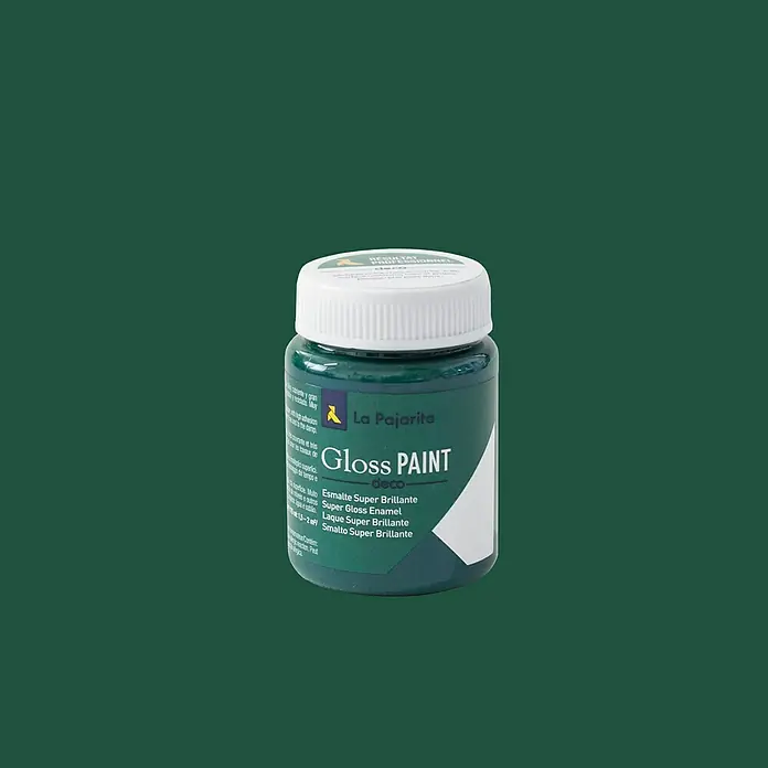 La Pajarita Pintura Gloss Paint dark green, 75 ml - Brillante - Un tarro de pintura de esmalte brillante La Pajarita en un rico color verde, ideal para proyectos de artesanía y decoración.