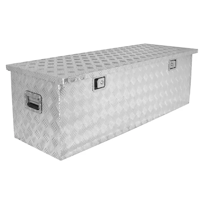 Güde Transportbox GT 310 - 310 l, Aluminium, B x T x H: 1.445 x 520 x 465 mm - Robuste Aluminium-Werkzeugkiste mit Diamantmuster und stabilen Griffen für sichere Aufbewahrung. Ideal für Baustellen und Werkstätten.